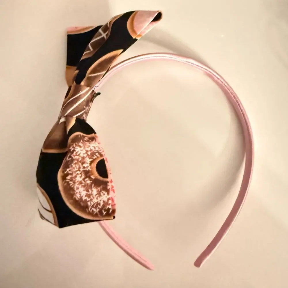 NEW Sweet Treats Donut Print Handmade Fabric Bow Headband